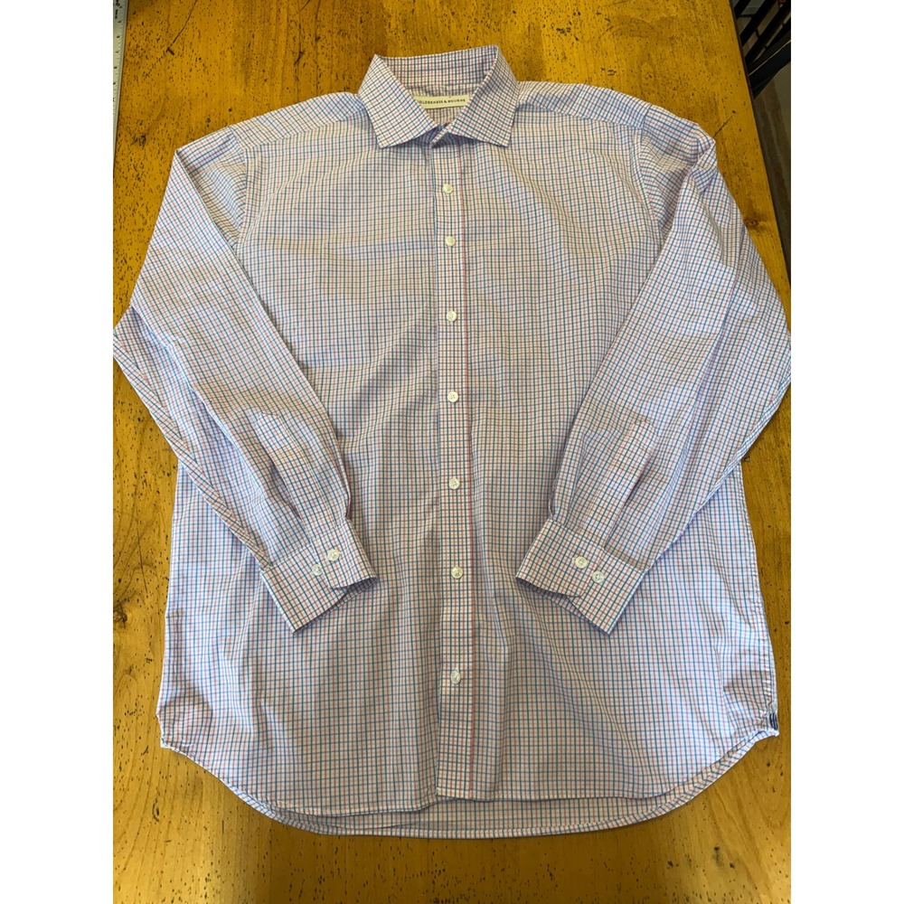 Holderness & Bourne Tailored Fit XL Red White Blue Pink Check Button Down Shirt